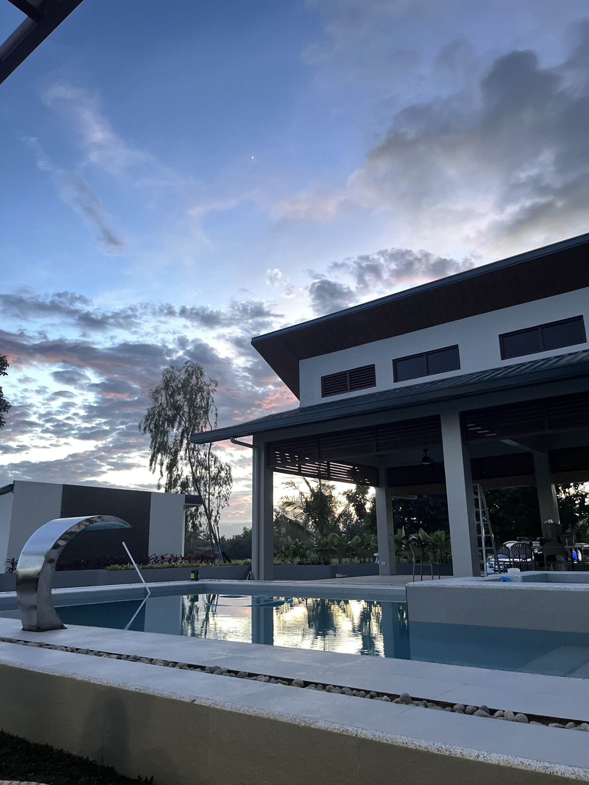 Sunset over the pool